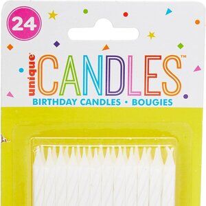 White Spiral Birthday Candles - 24 Count NWT